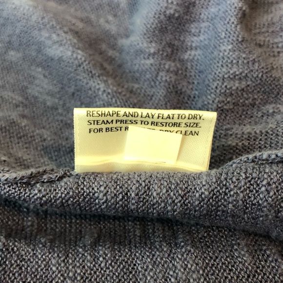 Eileen Fisher Blue Linen Cotton Open Waterfall Long Sleeve Knit Cardigan size PL - Picture 9 of 10